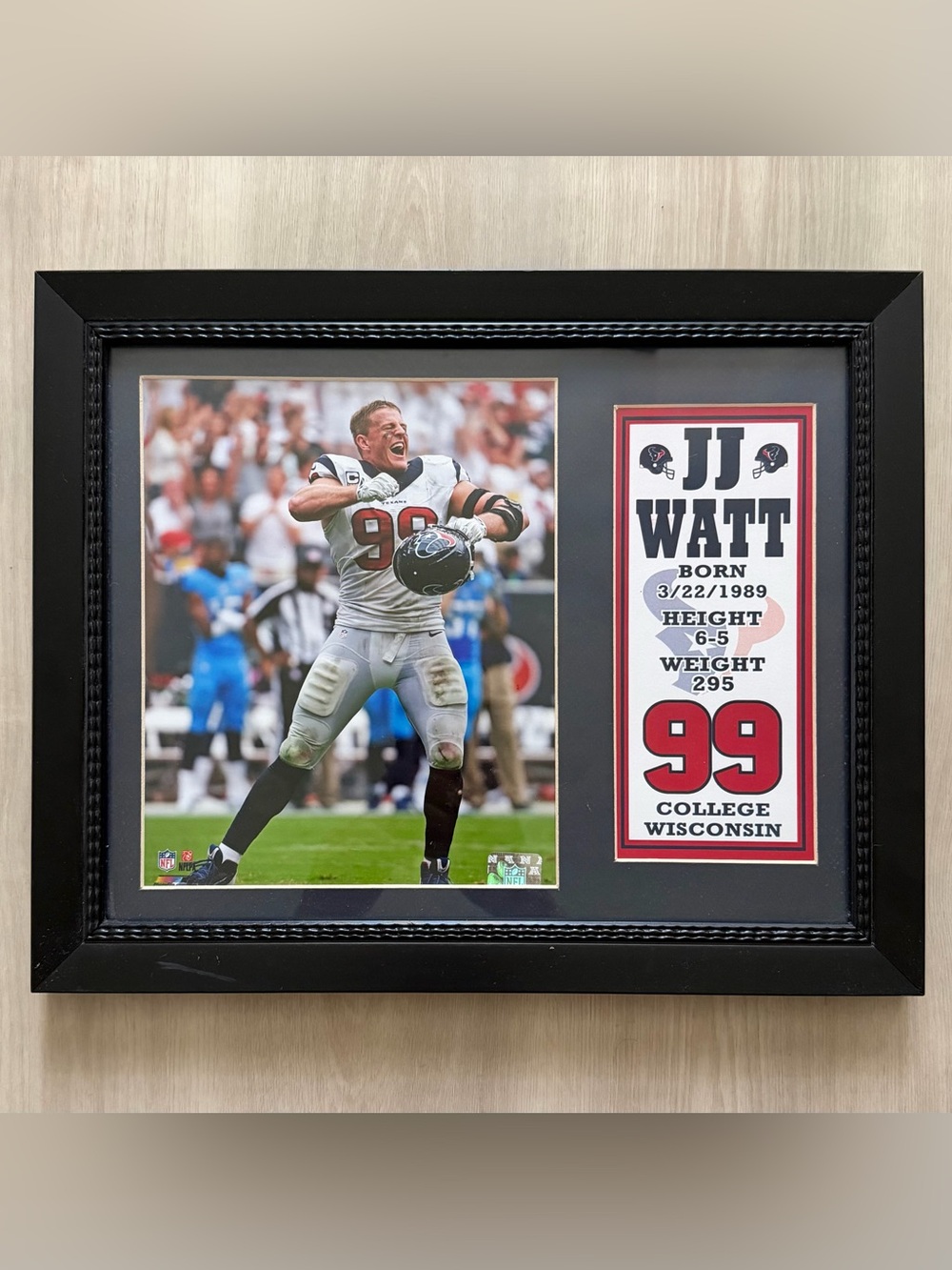 Official Licensed Houston Football JJ Watt Picture / Stats Framed -
